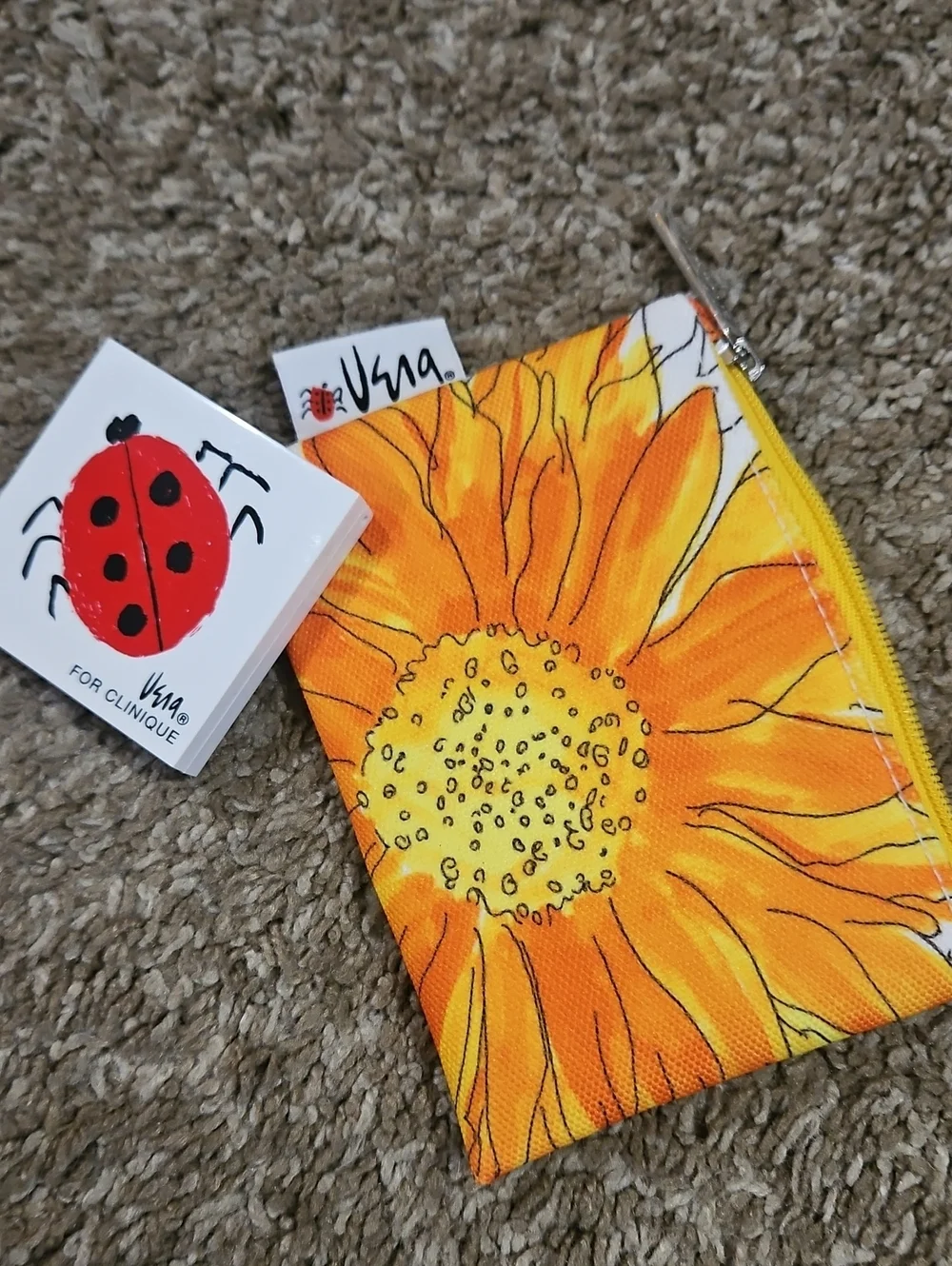 Clinque Sunflower Zip Pouch - Yellow Floral -Vera For Clinque Eyeshadow.